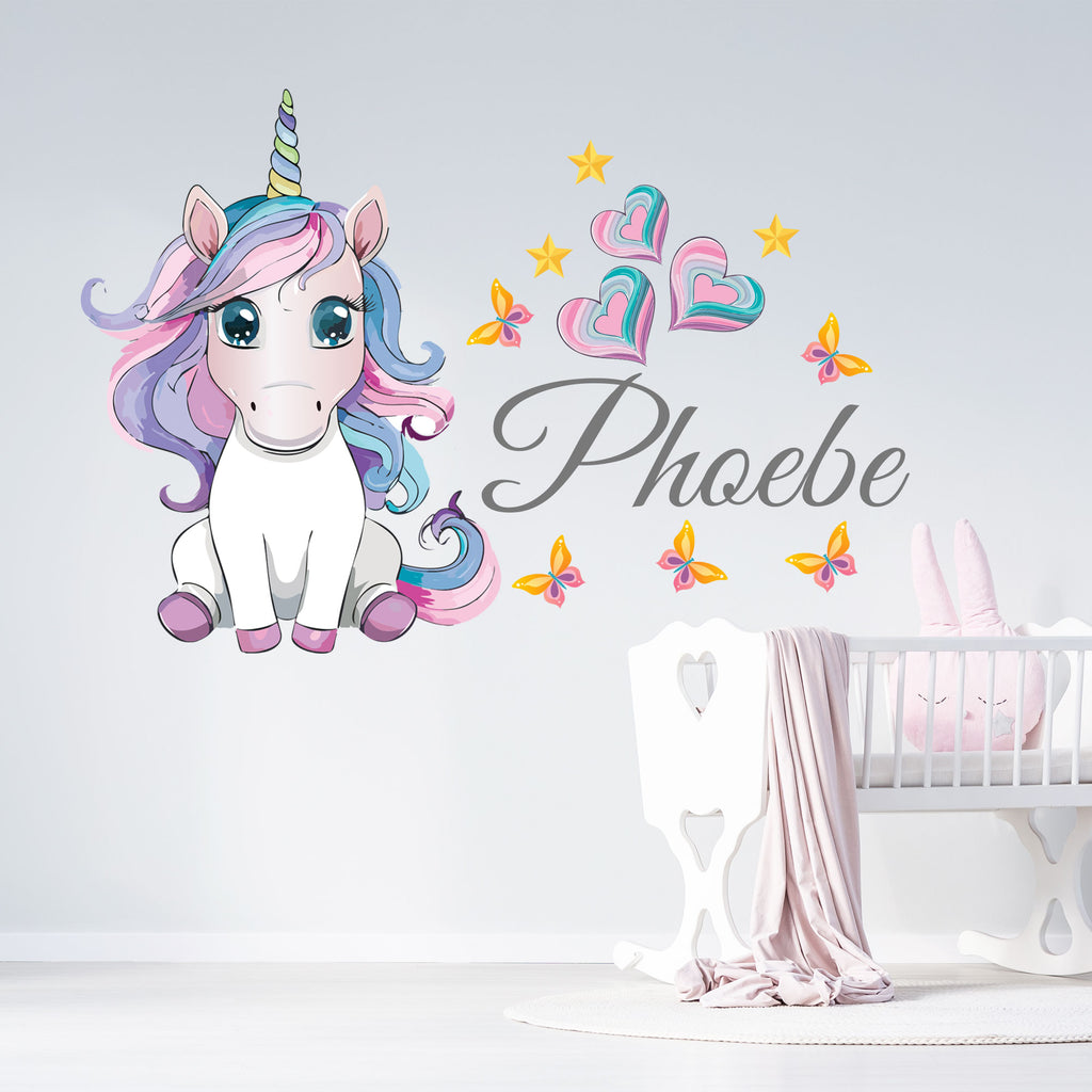 Personalised Cute Baby Unicorn Wall Decals