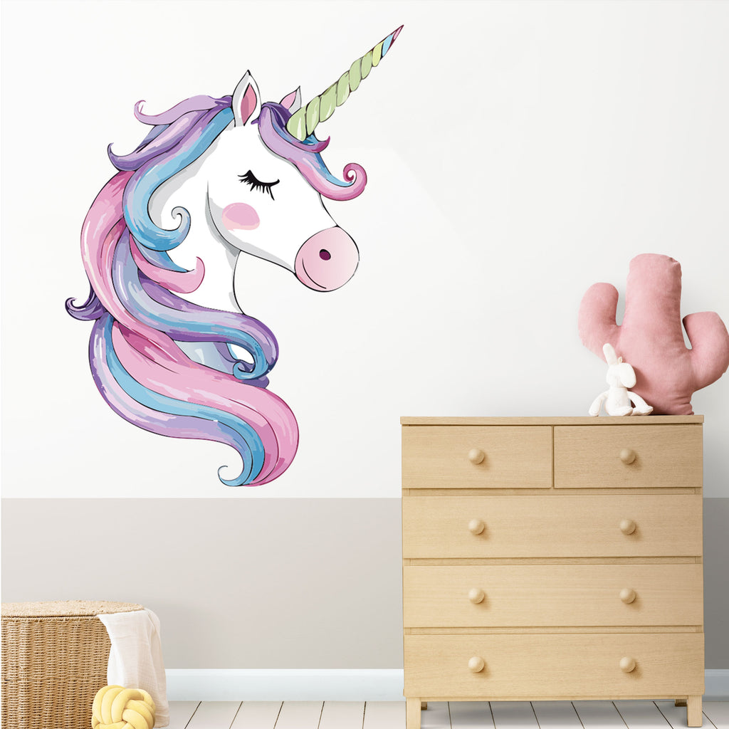 Unicorn Wall Stickers Watercolour Purple