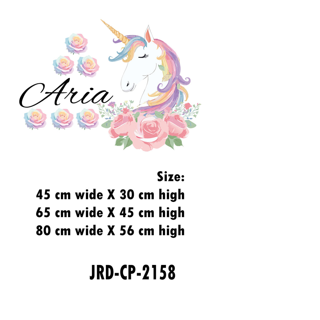 Personalised Rose Floral Unicorn Wall Stickers JR Decal