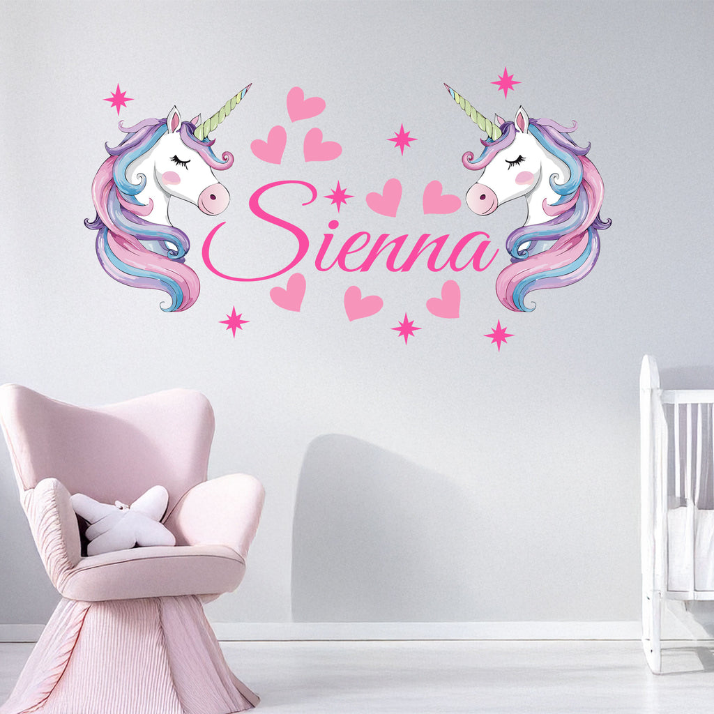 Personalised Double Face Unicorn Wall Stickers