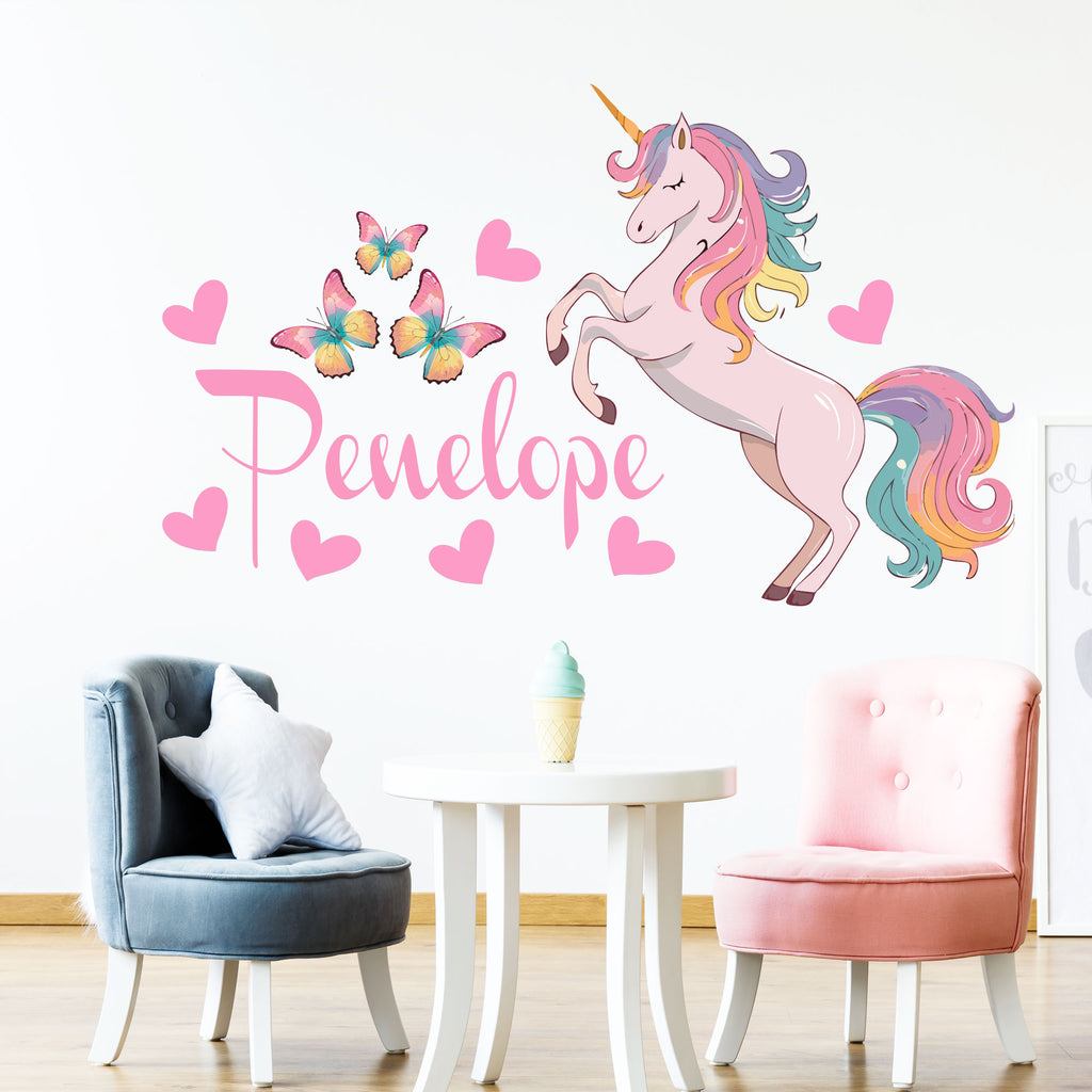 Custom Unicorn Rainbow Butterfly Wall Stickers