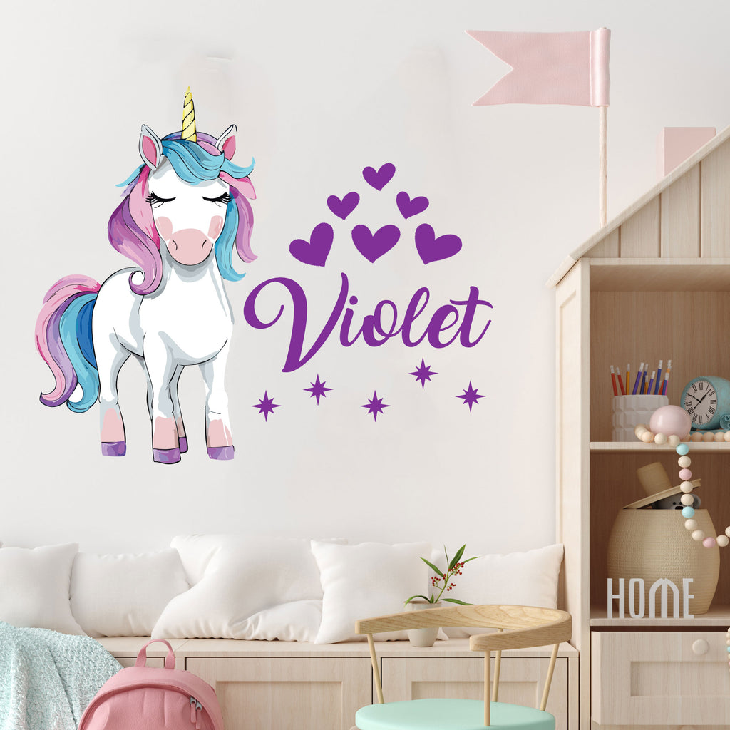 Personalized Princess Unicorn Wall Decals