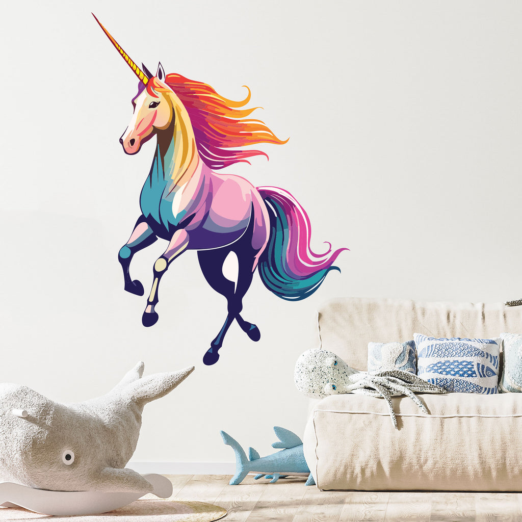 Colourful Running Unicorn Wall Decals