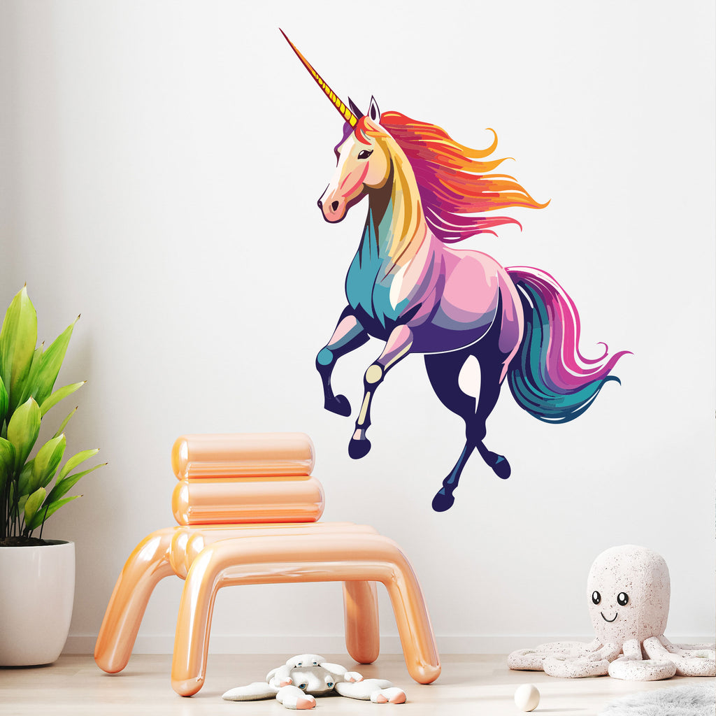 Colourful Running Unicorn Wall Stickers